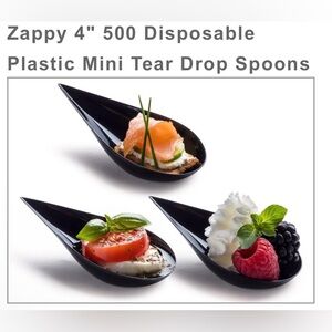 Black Disposable Mini Tear Drop Spoons for appetizers